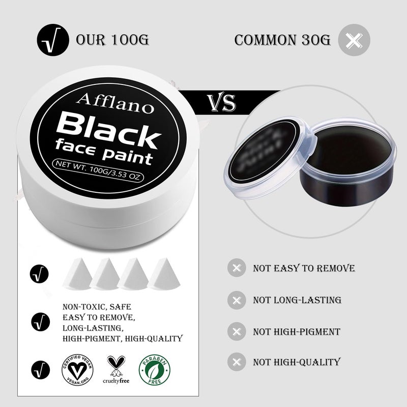 Afflano Black and White Face Paint 6pcs Halloween Makeup Kit, Professional Oil-Based Full Coverage Cream, Non-Toxic, Easy to Remove, Long-Lasting, High-Pigment, Face & Body Painting Kits for Cosplay, Stage - Image 3