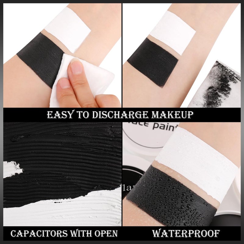 Afflano Black and White Face Paint 6pcs Halloween Makeup Kit, Professional Oil-Based Full Coverage Cream, Non-Toxic, Easy to Remove, Long-Lasting, High-Pigment, Face & Body Painting Kits for Cosplay, Stage - Image 4