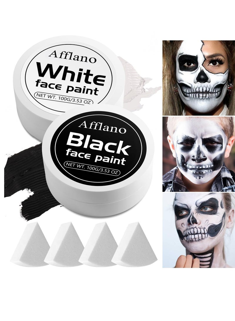 ecofavor Black and White Face Paint 6pcs Halloween Makeup Kit, Professional Oil-Based Full Coverage Cream, Non-Toxic, Easy to Remove, Long-Lasting, High-Pigment, Face & Body Painting Kits for Cosplay, Stage  - Image 1