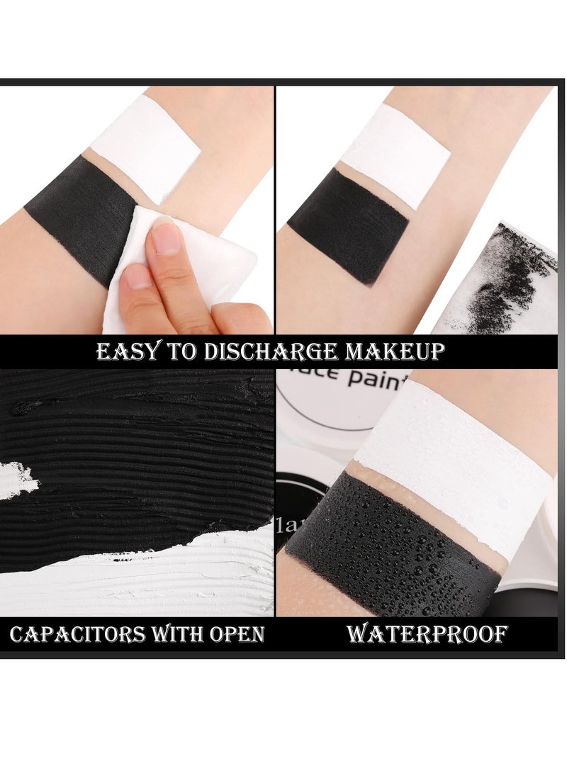 ecofavor Black and White Face Paint 6pcs Halloween Makeup Kit, Professional Oil-Based Full Coverage Cream, Non-Toxic, Easy to Remove, Long-Lasting, High-Pigment, Face & Body Painting Kits for Cosplay, Stage  - Image 3