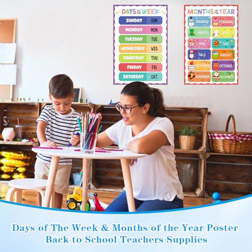 D4DREAM Days of The Week Poster for Kids - 2Pcs Laminated Months of the Year Poster for Classroom Decorations Toddler Learning Posters for PreK Kindergarten Homeschool Nursery Daycare Essentials - Image 5
