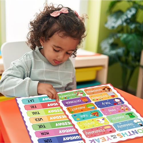 D4DREAM Days of The Week Poster for Kids - 2Pcs Laminated Months of the Year Poster for Classroom Decorations Toddler Learning Posters for PreK Kindergarten Homeschool Nursery Daycare Essentials - Image 3