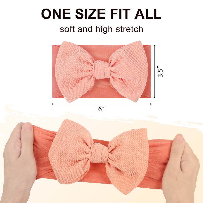 ONENINEDREAM Handmade Large Knot Tied Bow Headband - Stretchy Nylon Soft Elastic Wide Headwraps for Newborns in 12 Colors - Image 2