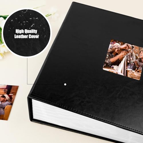 Aevdor 1000 Pockets Photo Album 4x6, Extra Large Capacity Leather Cover Wedding Family Photo Albums Holds 1000 Horizontal and Vertical Photos, Acid-free Pages 4x6 Photo Album with Front Window (Black) - Image 5