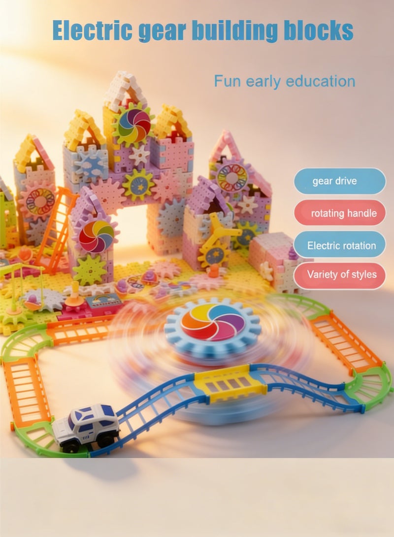 Reobrix 180 Pieces Electric Building Blocks Gear Toys Set Educational DIY Construction Plastic Building Blocks Toy Fun Learning Building Blocks Children Birthday Gift - Image 1