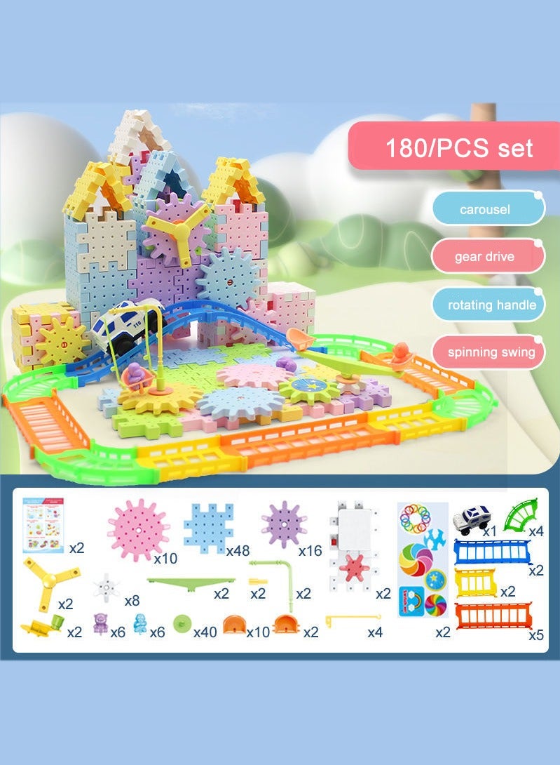 Reobrix 180 Pieces Electric Building Blocks Gear Toys Set Educational DIY Construction Plastic Building Blocks Toy Fun Learning Building Blocks Children Birthday Gift - Image 2