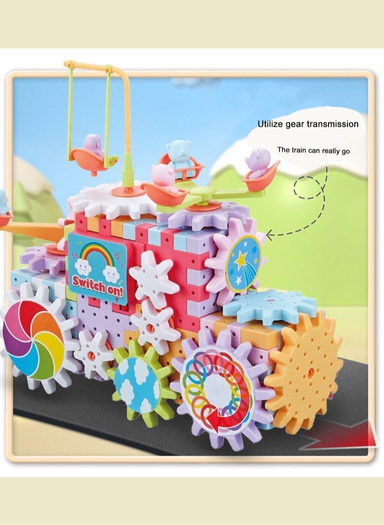 Reobrix 180 Pieces Electric Building Blocks Gear Toys Set Educational DIY Construction Plastic Building Blocks Toy Fun Learning Building Blocks Children Birthday Gift - Image 5