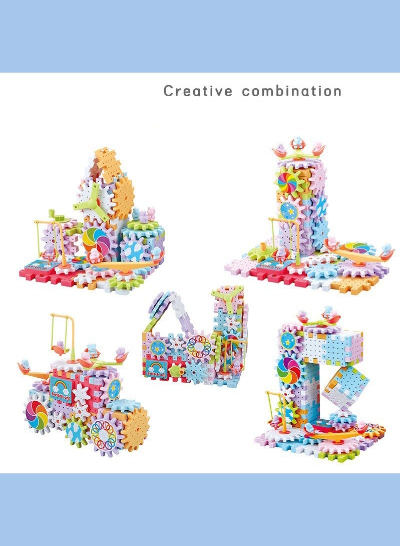 Reobrix 180 Pieces Electric Building Blocks Gear Toys Set Educational DIY Construction Plastic Building Blocks Toy Fun Learning Building Blocks Children Birthday Gift - Image 3