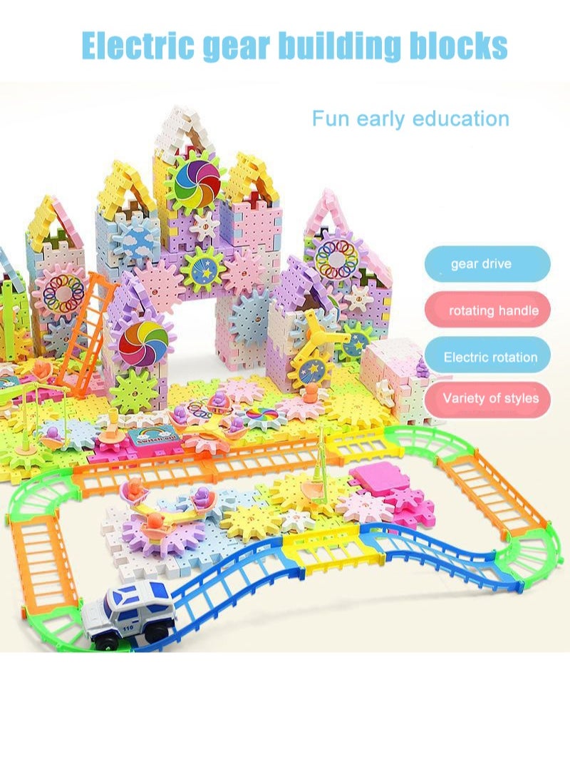 Reobrix 180 Pieces Electric Building Blocks Gear Toys Set Educational DIY Construction Plastic Building Blocks Toy Fun Learning Building Blocks Children Birthday Gift  - Image 1