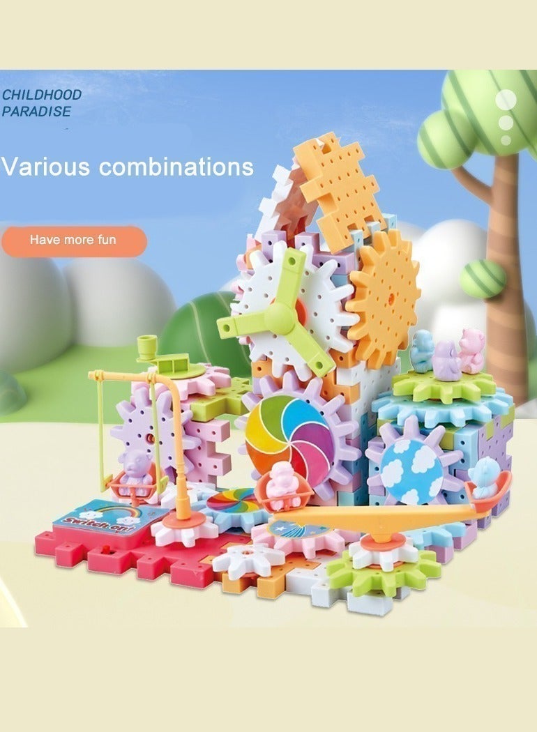 Reobrix 180PCS Electric Gear Building Blocks Set with Motor STEM Educational Construction Toy DIY Moving Train Assembly Kit Creative Learning Gift for Boys Girls Age 3+ - Image 5