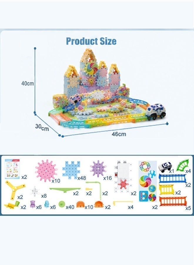 Reobrix 180PCS Electric Gear Building Blocks Set with Motor STEM Educational Construction Toy DIY Moving Train Assembly Kit Creative Learning Gift for Boys Girls Age 3+ - Image 3