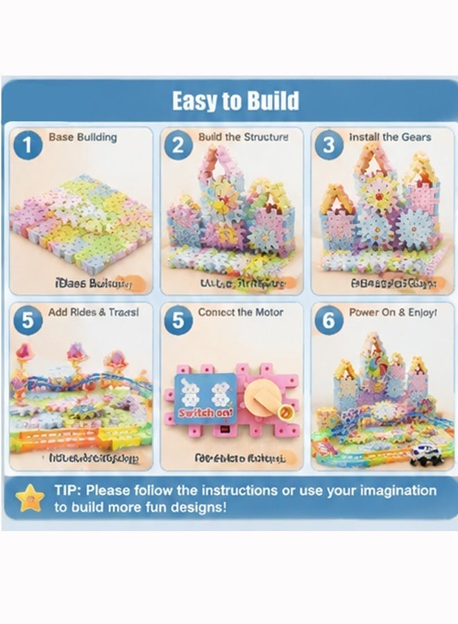 Reobrix 180PCS Electric Gear Building Blocks Set with Motor STEM Educational Construction Toy DIY Moving Train Assembly Kit Creative Learning Gift for Boys Girls Age 3+ - Image 4