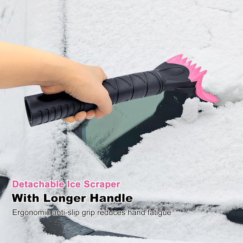 HEEYA 48 Inch Long Snow Brush for SUV, Extendable Ice Scraper and Brush with Foam Grip, 360° Pivoting Snow Car Brush for Truck Auto Jeep RV Vehicle Windshield Window - Pink - Image 5