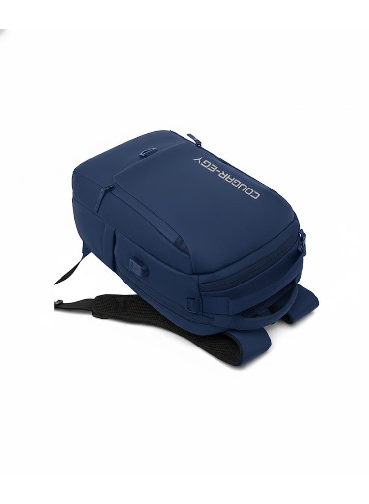 Cougar-Egy Men's School Backpack Laptop Backpack - Waterproof Backpack for 15.6-inch Laptop with USB Port (8835) - BLUE - Image 2