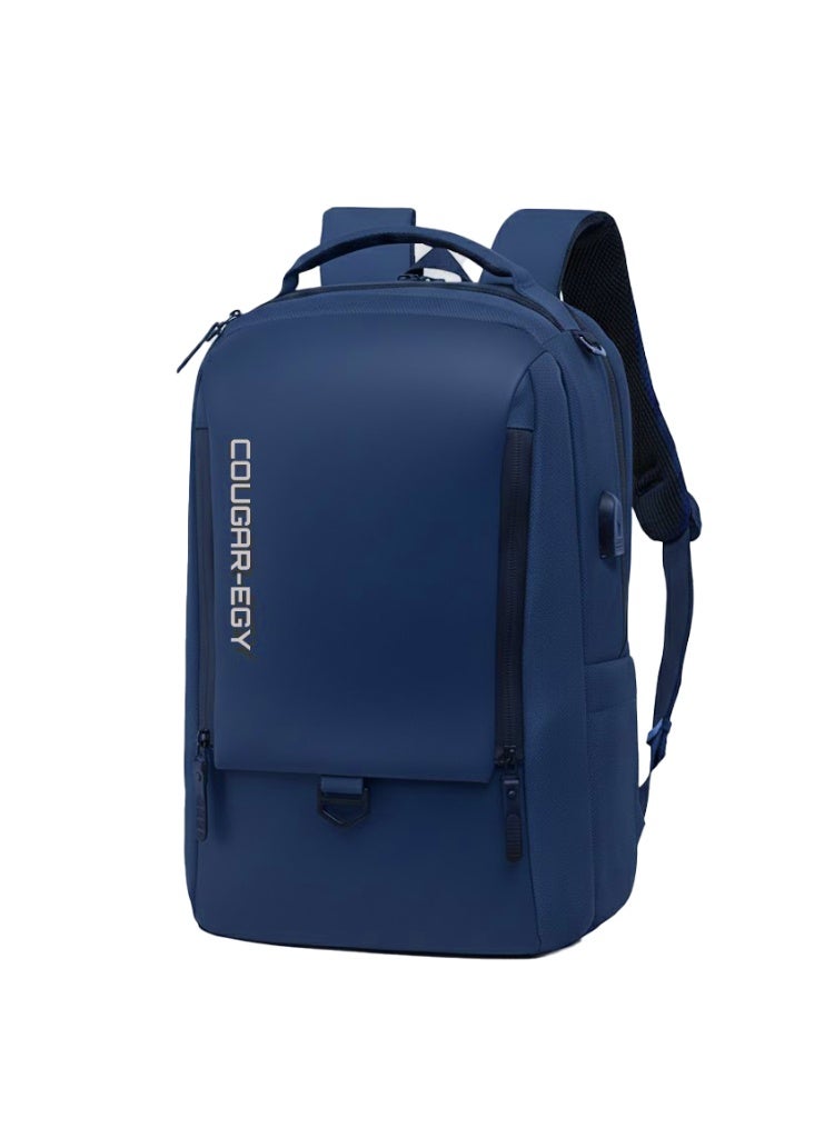 Cougar-Egy Men's School Backpack Laptop Backpack - Waterproof Backpack for 15.6-inch Laptop with USB Port (8835) - BLUE - Image 1