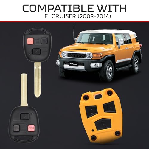 AJT Design ABS Plastic Keyfob Case for FJ Cruiser 20082014 Key Fob Replacement Shell Only No Electronics FJ Cruiser Accessories Made in USA Sun Fusion Yellow - Image 3