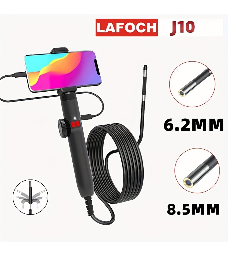 J108 8mm IP67 Steerable Borescope Camera 1080P ABS Two Way Articulation 39 Inch - Image 1