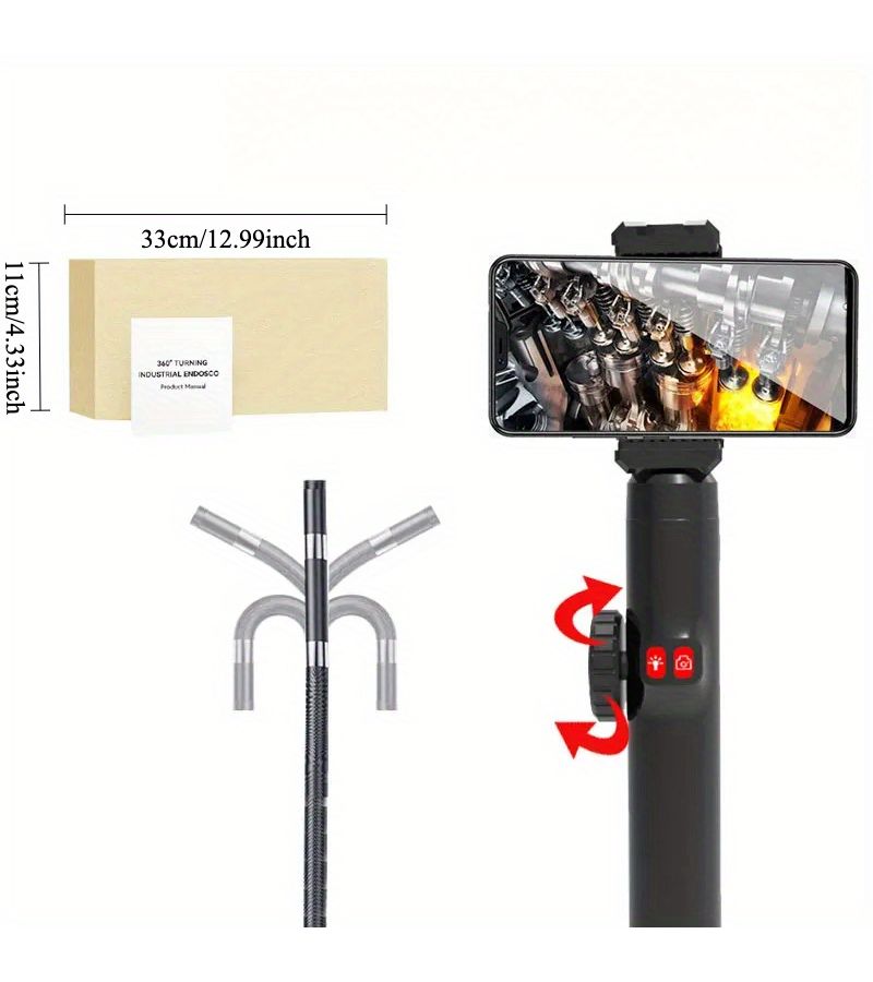 J108 8mm IP67 Steerable Borescope Camera 1080P ABS Two Way Articulation 39 Inch - Image 3