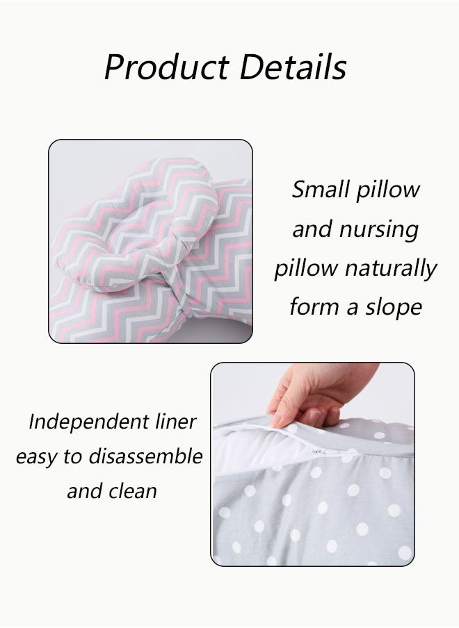 Vinnatsu Baby Breastfeeding Nursing Pillow for Babies Preventing Spitting Pillow Infants Learning Breastfeeding Pillow for Newborns,Positioner,Machine Washable U Shape Nursing,Infant Support Pillow Bonus Head Positioner,Adjustable Pillow For Breast feeding(Gray Wave)  - Image 3