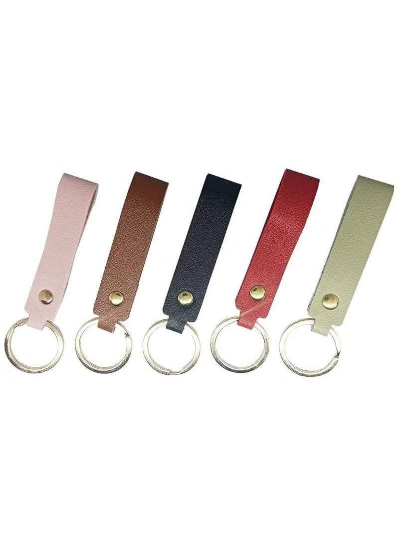 5 Pcs Leather Car Keychains - Stylish Key Holders for Men (Multicolor) - Image 1