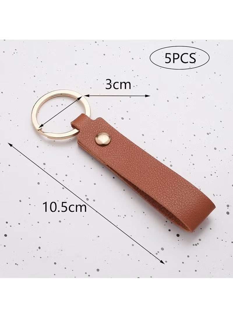 5 Pcs Leather Car Keychains - Stylish Key Holders for Men (Multicolor) - Image 2