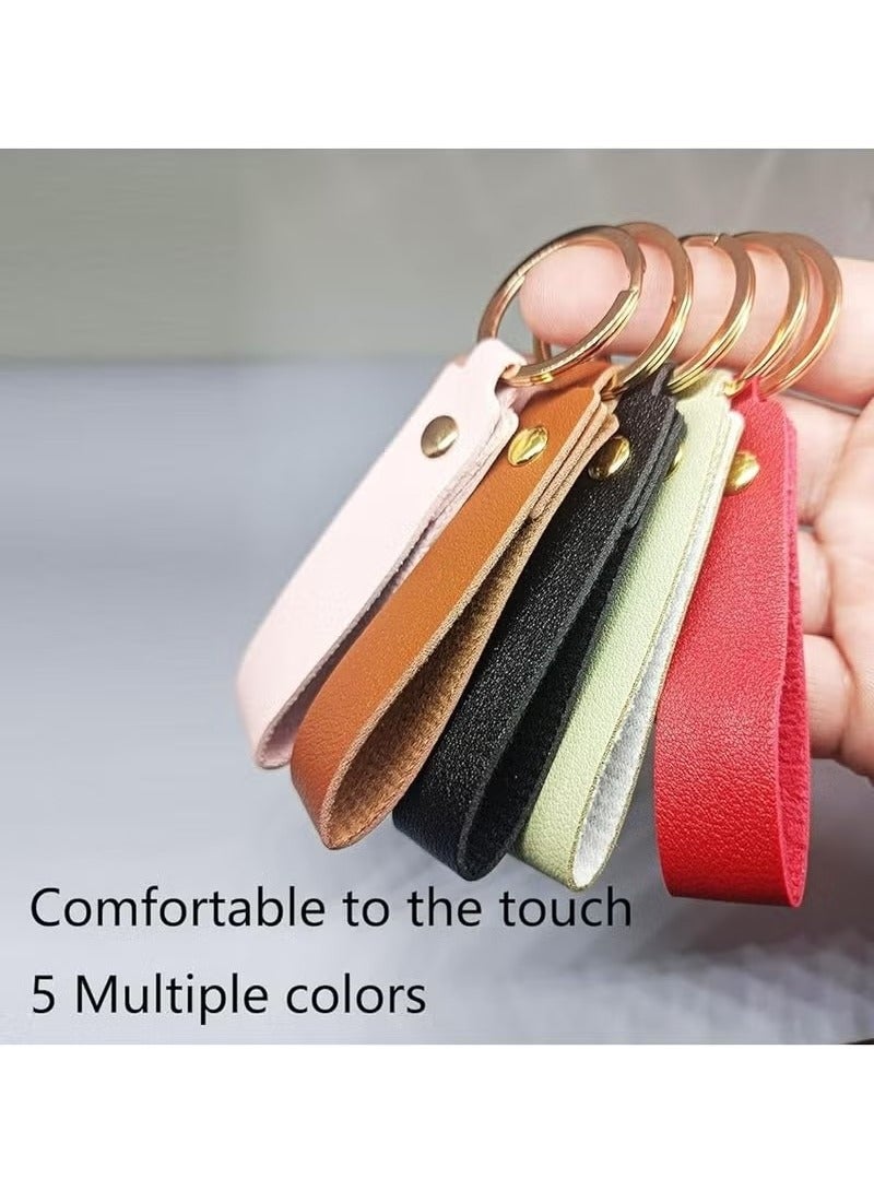 5 Pcs Leather Car Keychains - Stylish Key Holders for Men (Multicolor) - Image 5