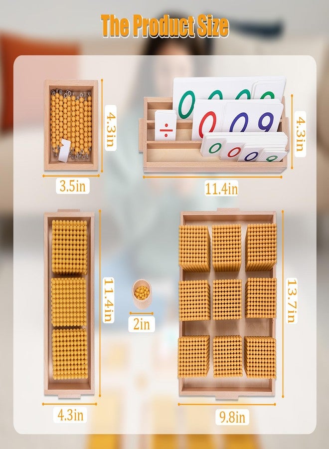 WodGod Montessori Golden Beads with Soft Carpet,Montessori Math,Decimal System Bank Game,Good Choice for Learning Math - Image 4