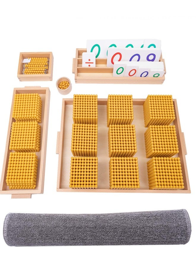 WodGod Montessori Golden Beads with Soft Carpet,Montessori Math,Decimal System Bank Game,Good Choice for Learning Math - Image 1