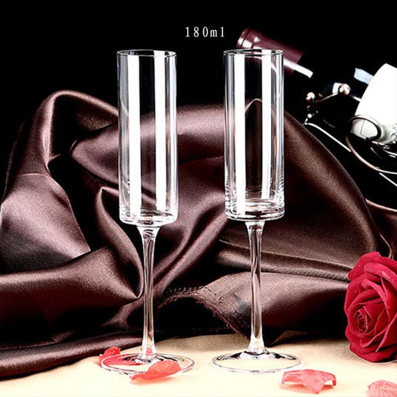 Melbify Cylinder Wine Glasses Set of 2 160 ml Luxury Wine Glassware Wide Mouth Designer Wine Glasses Unique Crystal Wine Glass Set Luxury Wine Glass Gift Pack - Image 3