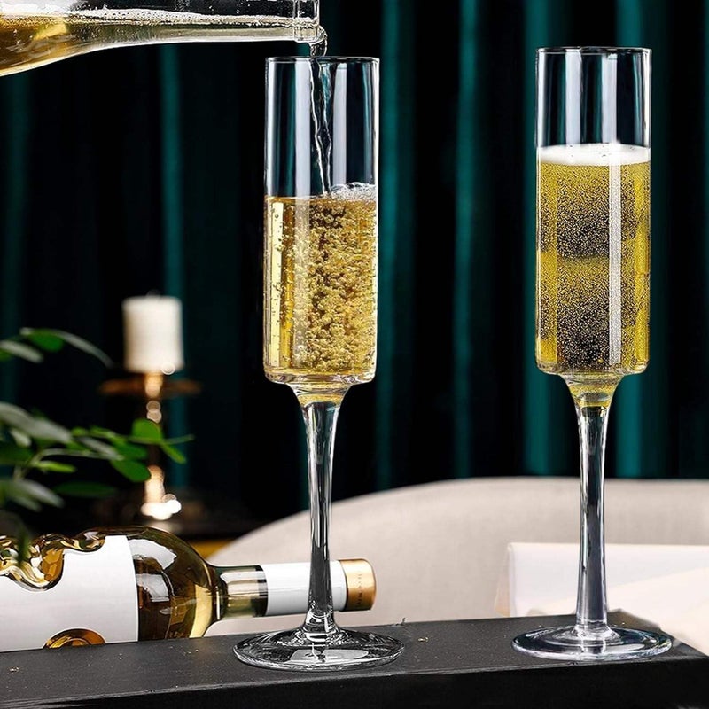 Melbify Cylinder Wine Glasses Set of 2 160 ml Luxury Wine Glassware Wide Mouth Designer Wine Glasses Unique Crystal Wine Glass Set Luxury Wine Glass Gift Pack - Image 1