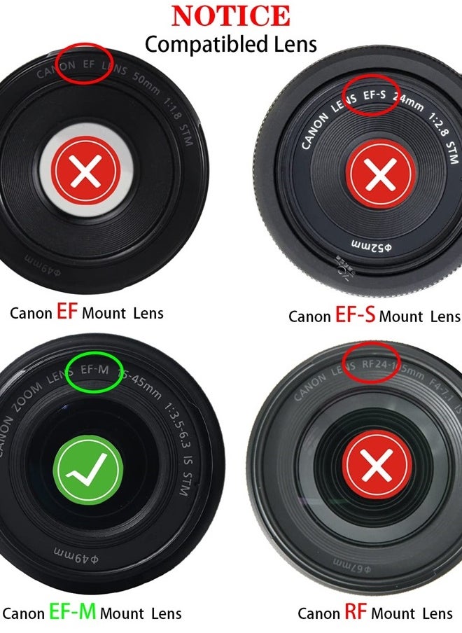 HUIPUXIANG Body Cap + Rear Lens Cap Cover for Canon EOS M50 Mark II M5 M6 Mark II M200 M100 M10 M3 M2 M and More Canon EF-M Mount Mirrorless Camera and Lens,HUIPUXIANG [2 Pack]  - Image 2