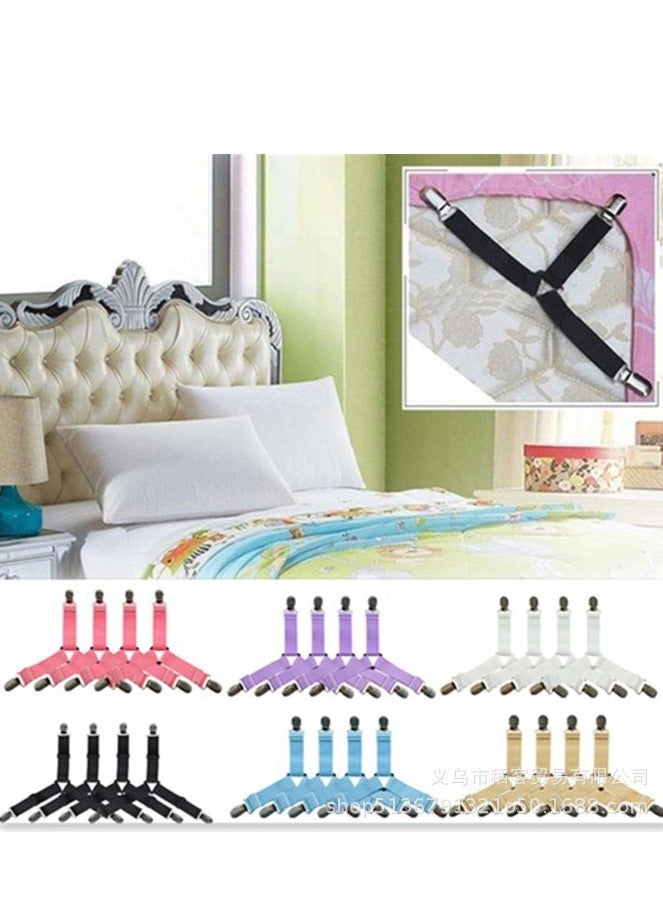 4pcs Adjustable Bed Sheet Holder Straps with 3 Way Cross Elastic Bands and Corner Clips, for Bedding Mattress Fasteners - Image 3