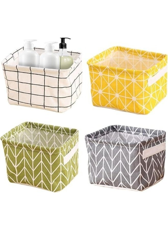 Pack of 4 Foldable Fabric Storage Bins Organizer with Handles, Small Rectangular Cube Storage Box, Multipurpose Collapsible Storage Bin, Cosmetic Storage, Toiletry Storage, Office Supplies Organization, Small Kids Toys, Socks or Accessories in Drawers (Multicolor) - Image 4