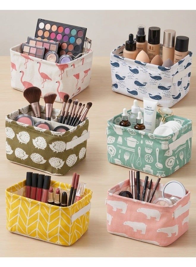 Pack of 4 Foldable Fabric Storage Bins Organizer with Handles, Small Rectangular Cube Storage Box, Multipurpose Collapsible Storage Bin, Cosmetic Storage, Toiletry Storage, Office Supplies Organization, Small Kids Toys, Socks or Accessories in Drawers (Multicolor) - Image 1