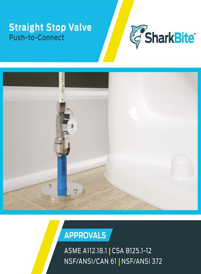 شارك بايت صمام إيقاف مستقيم ضاغط من SharkBite مقاس 1/2 × 3/8 بوصة، عبوة من 4 قطع، ربع دورة، وصلة سباكة نحاسية للتوصيل، أنبوب PEX، نحاس، CPVC، PE-RT، HDPE، 23037LFA4 - Image 5