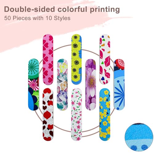 GigaGround Mini Nail Files (50 Packs), Colorful Emery Boards for Nails Double Sided 180 Grit Emory, Gifts Bulk Fingernails Manicure Tools Shaping Buffing Smoothing Filers Cute 3.5” - Image 3