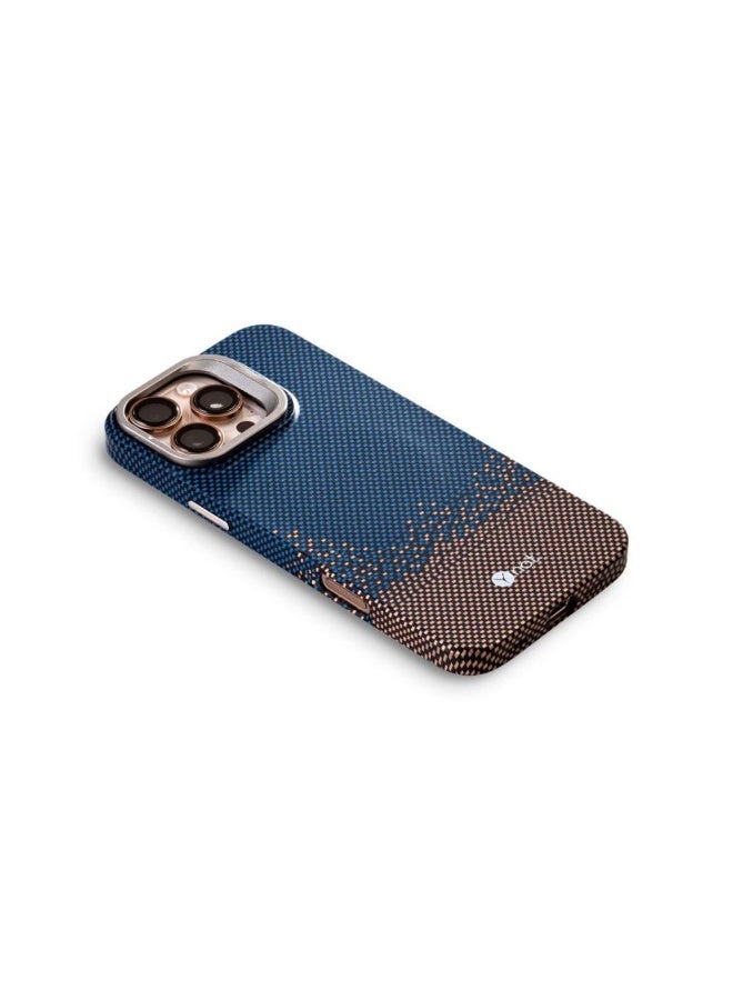 YNOT MagSafe carbon fiber protection case with camera stand for iPhone 13 -  Blue dotted white - Image 3