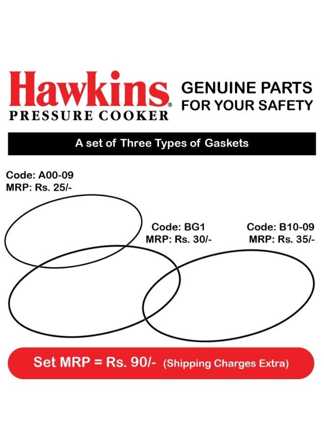 هوكينز طقم جوانات مطاطية من Hawkins لطناجر الضغط الطويلة (سعة 1.5 إلى 8 لتر) - أسود - Image 3