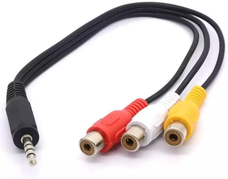 CE 3.5mm Stereo TRRS Male to 3 RCA Female Composite AV Cable Adapter 12cm - Image 1