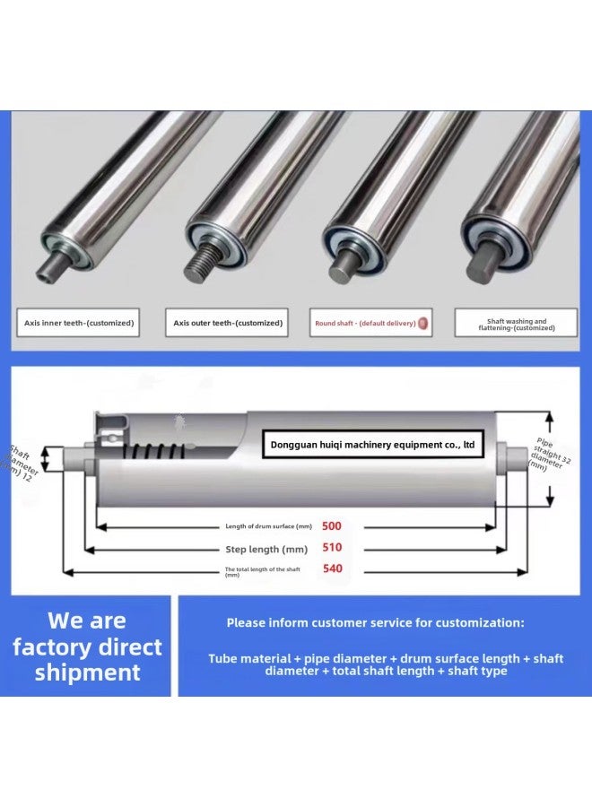 Stainless Steel Drum Dongguan Double Row Sprocket Conveyor Line Conveyor Roller With Unpowered Drum-Specifications:Unpowered Roller (32*500)  - Image 1