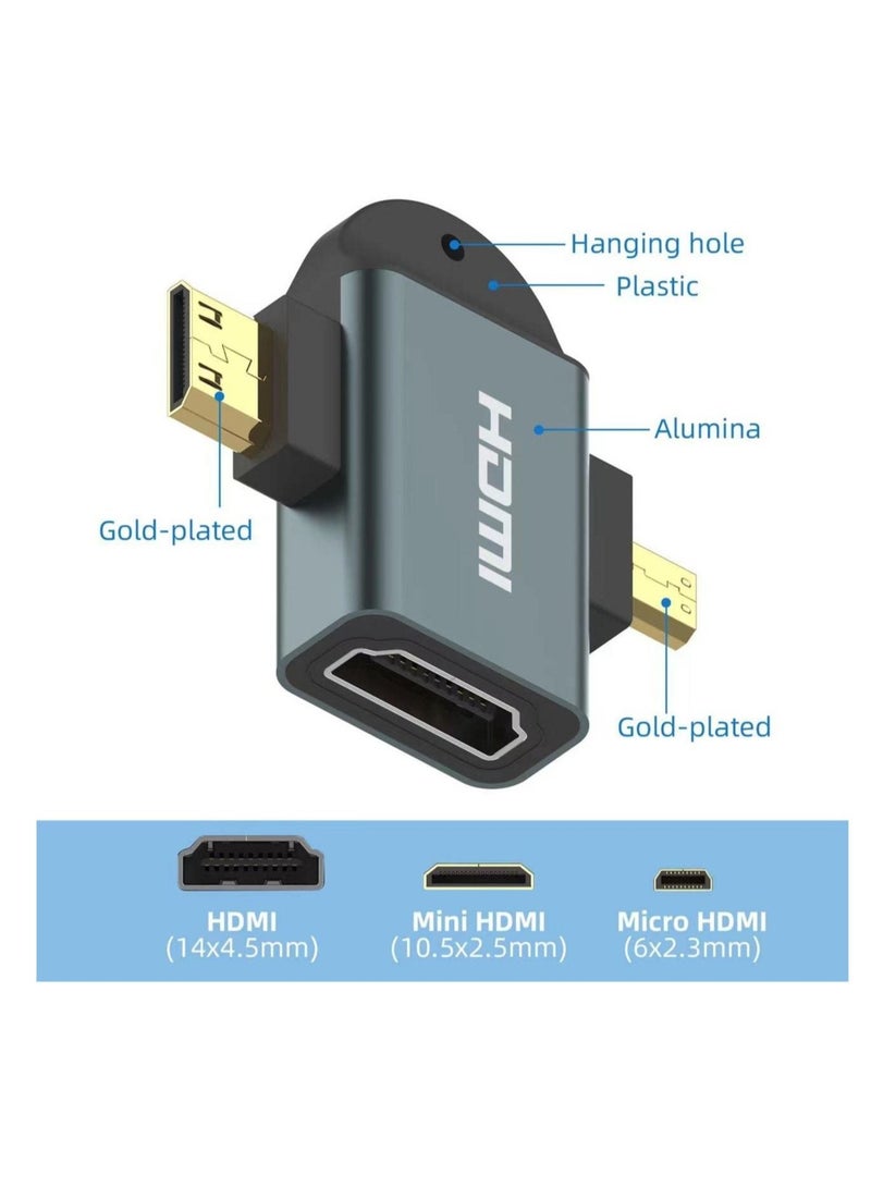 Excefore 1 Pack 2in1 HDMI Mini Adapter, Male Micro to Female Standard HDMI Connector Adapter, Universal Adapter with Gold-Plated Connector, Compatible for Camera, Camcorder, Tablet HDMI Devices - Image 4
