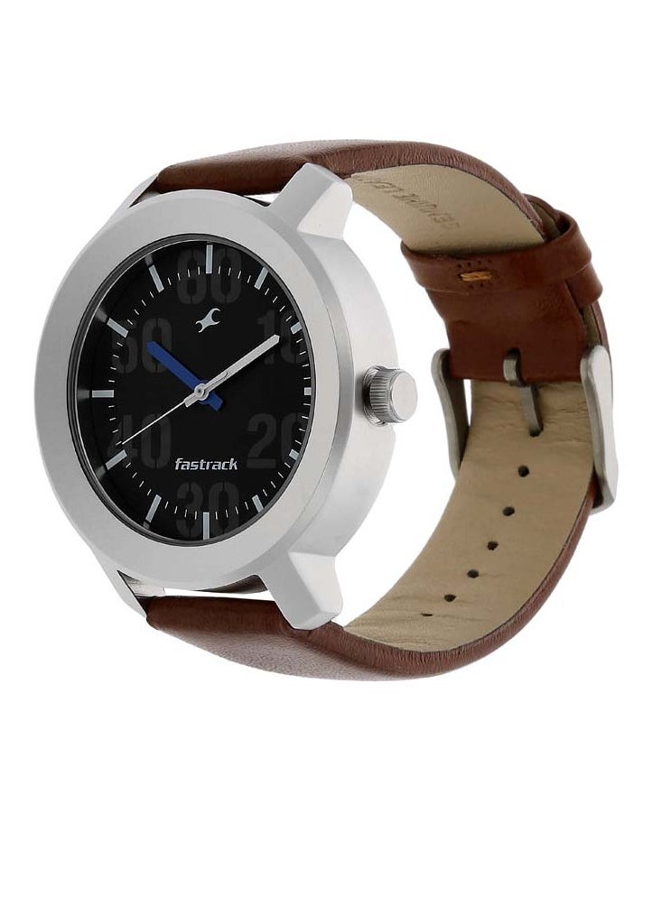 fastrack - Fastrack Quartz Analog Black Dial Leather Strap Watch for Guys - Image 1