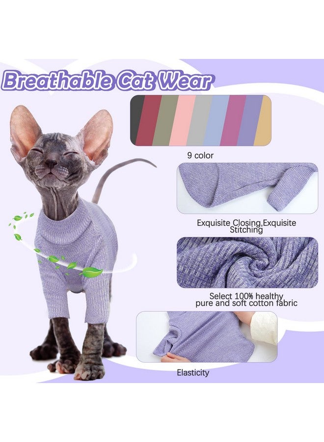 DENTRUN Sphynx Hairless Cats Shirt Pullover Kitten T-Shirts, Breathable Cat Wear Turtleneck Sweater Adorable Cat'S Clothes Vest Pajamas Jumpsuit - Image 2