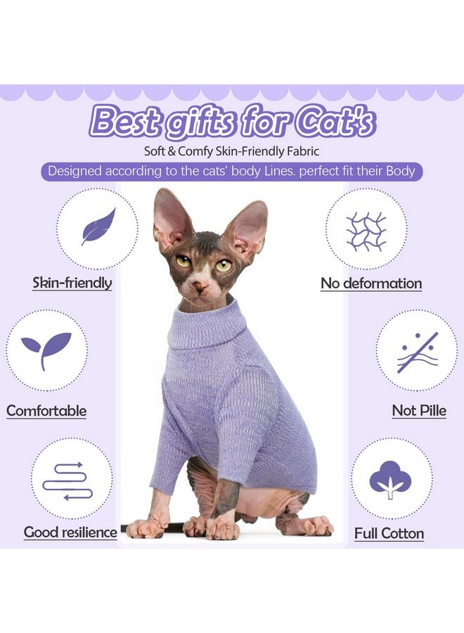 DENTRUN Sphynx Hairless Cats Shirt Pullover Kitten T-Shirts, Breathable Cat Wear Turtleneck Sweater Adorable Cat'S Clothes Vest Pajamas Jumpsuit - Image 4