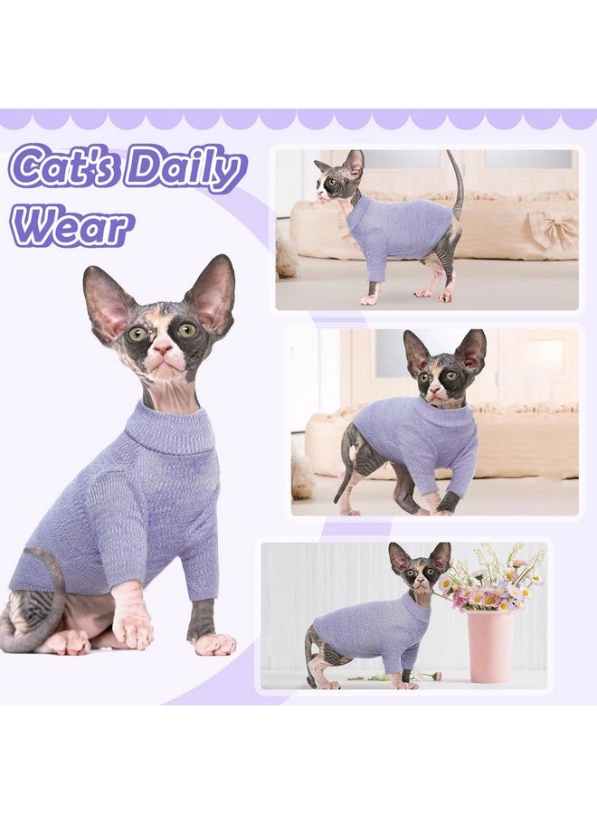 DENTRUN Sphynx Hairless Cats Shirt Pullover Kitten T-Shirts, Breathable Cat Wear Turtleneck Sweater Adorable Cat'S Clothes Vest Pajamas Jumpsuit - Image 3