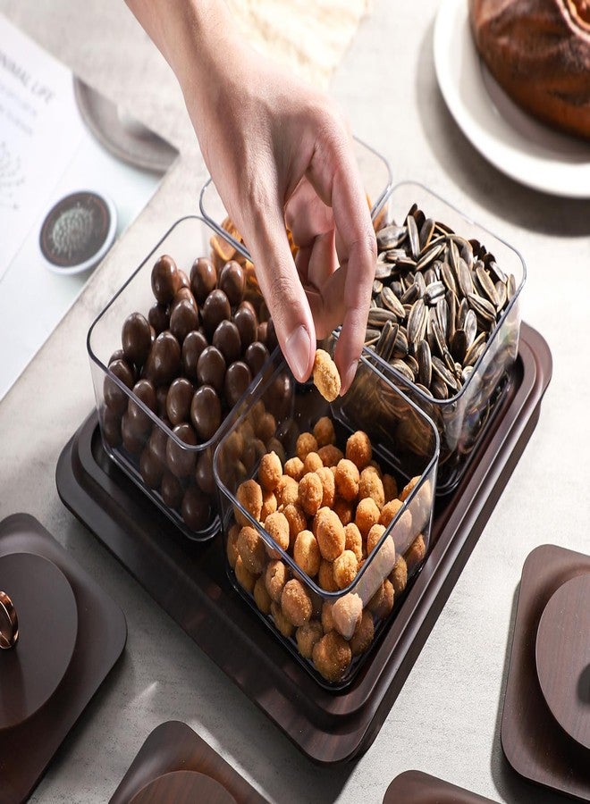 Sailench Serving Set: Plastic Imitated Wood Serving Tray & 4 Snack Boxes with Lid, Ideal for Home, Party & Birthday - Image 5