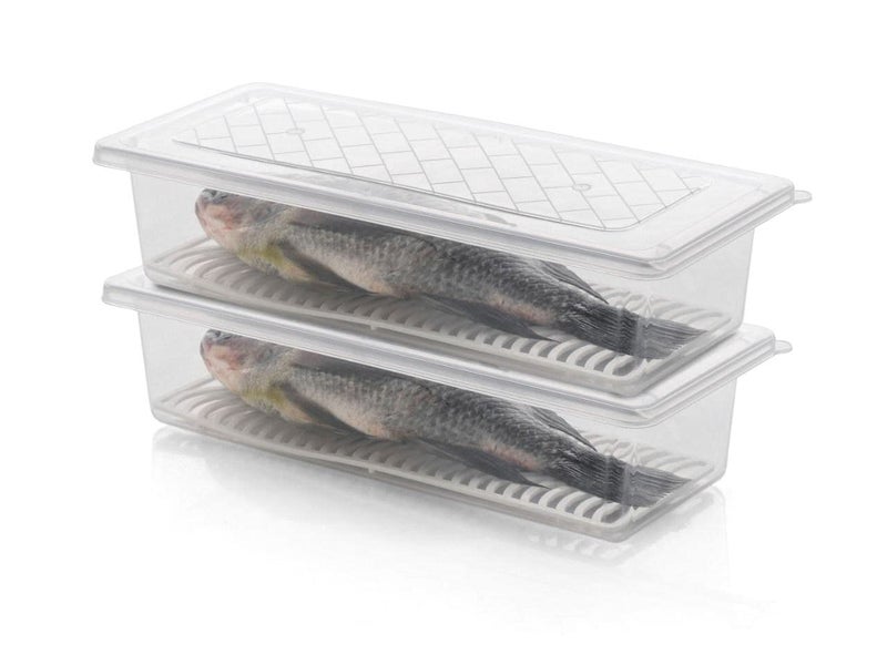 LIPSA ENTERPRISE Lipsa Enterprise Transparent Plastic Food Storage Container and Stackable Freezer Storage Box 2 Fish Rack  - Image 1