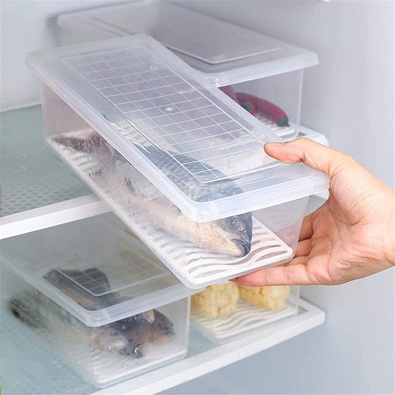LIPSA ENTERPRISE Lipsa Enterprise Transparent Plastic Food Storage Container and Stackable Freezer Storage Box 2 Fish Rack  - Image 3