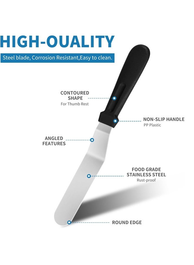 Cake Offset Spatula , Icing Spatula Set with 6 8 10 Inch Stainless Steel Blades Cake Decorating Tools, Cake Spatula with PP Plastic Handle Angled Frosting Spatulas Set (6 8 10 INCH) - Image 3