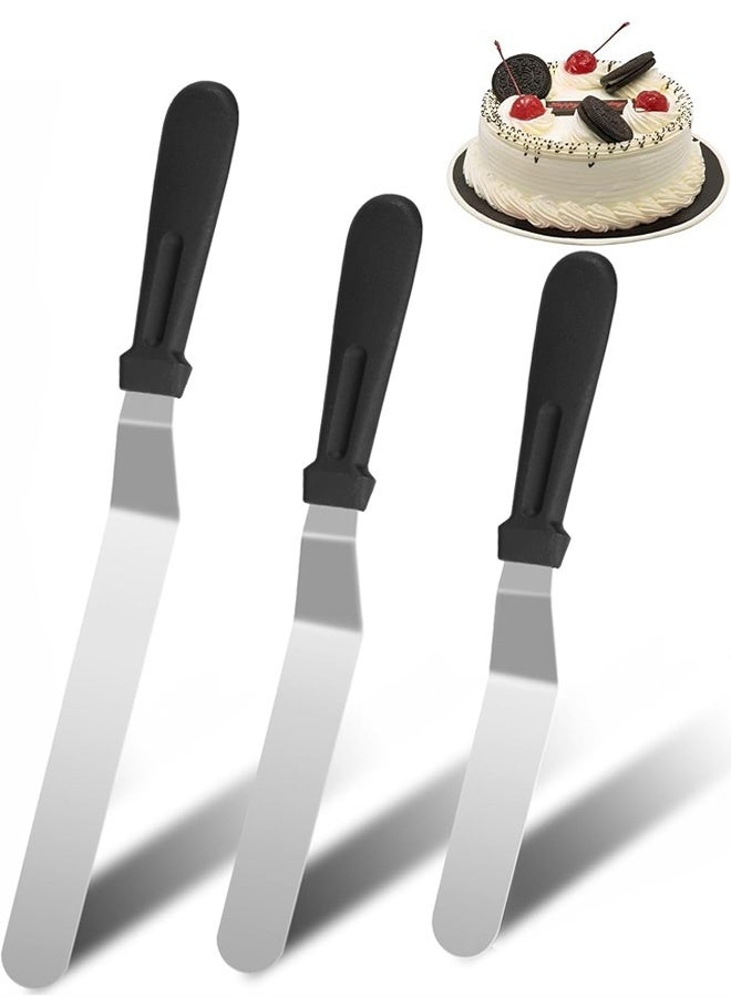 Cake Offset Spatula , Icing Spatula Set with 6 8 10 Inch Stainless Steel Blades Cake Decorating Tools, Cake Spatula with PP Plastic Handle Angled Frosting Spatulas Set (6 8 10 INCH) - Image 1